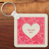 Elegante rode en roze bloemharten Valentijnsdag Sleutelhanger (Voorkant)