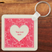 Elegante rode en roze bloemharten Valentijnsdag Sleutelhanger (Achterkant)