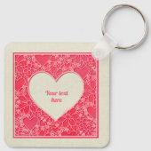 Elegante rode en roze bloemharten Valentijnsdag Sleutelhanger (Achterkant)