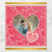Elegante rode en roze bloemharten Valentijnsdag Wijn Etiket (Enkel label)