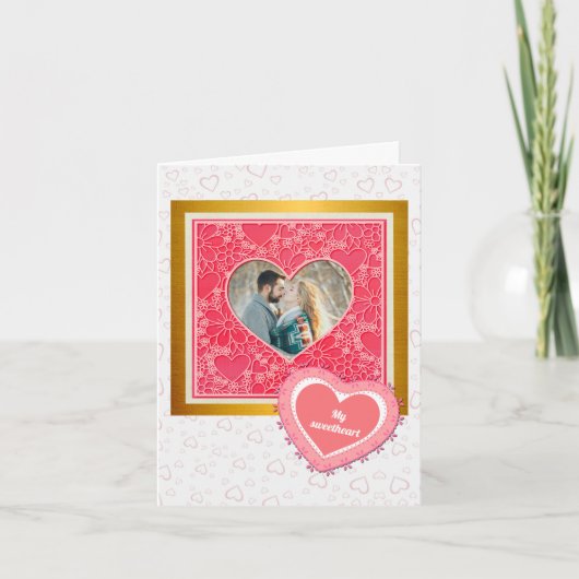 Elegante Rode en Roze Bloemhartens Valentijnsdag (Voorkant)