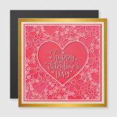 Elegante Rode en Roze Bloemhartenvormige Valentijn (Voorkant / Achterkant)