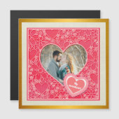 Elegante Rode en Roze Bloemhartenvormige Valentijn (Voorkant / Achterkant)
