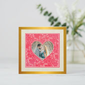 Elegante Rode en Roze Bloemhartenvormige Valentijn (Staand voorkant)