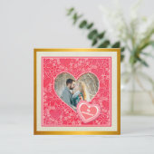 Elegante Rode en Roze Bloemhartenvormige Valentijn (Staand voorkant)