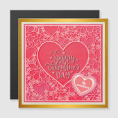 Elegante Rode en Roze Bloemhartjes Valentijnsdag (Voorkant / Achterkant)