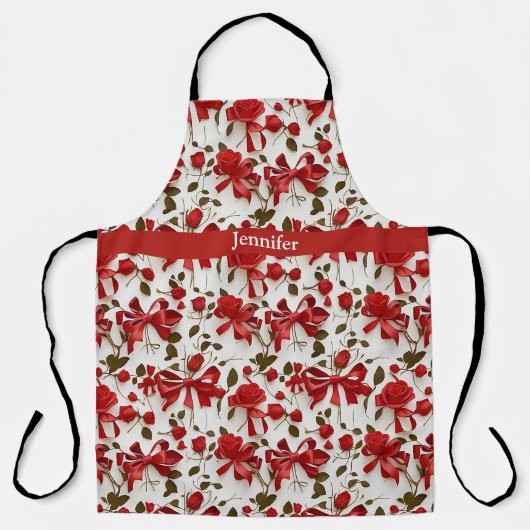 Elegante, rode en roze bogen en rozen monogram schort (Voorkant)