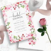 Elegante Rode en Roze Bruidsdouche Kaart