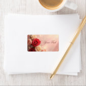 Elegante rode en roze fantasie huwelijksrozen etiket (Insitu)