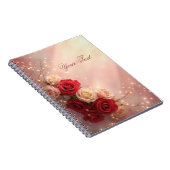 Elegante rode en roze fantasie huwelijksrozen notitieboek (Rechterzijde)