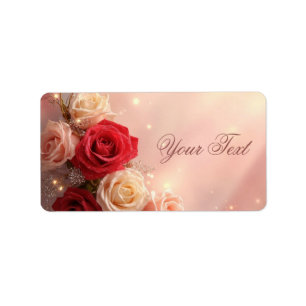 Elegante Rode en Roze Fantasie Trouwrozen Etiket