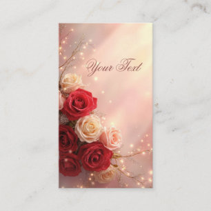 Elegante Rode en Roze Fantasie Trouwrozen Visitekaartje