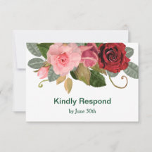 Elegante rode en roze roos rand trouw-RSVP