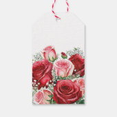 Elegante rode en roze rozen bruiloft cadeaulabel (Achterkant)
