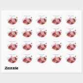Elegante rode en roze rozen bruiloft ronde sticker (Vel)