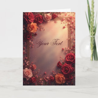 Elegante Rode en Roze Trouwrozen Kaart