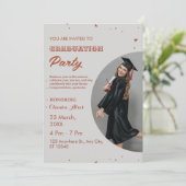 Elegante rode en witte afstudeerfeest uitnodiging (Staand voorkant)
