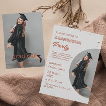 Elegante rode en witte afstudeerfeestuitnodiging