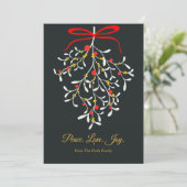 Elegante rode en witte bessen kerstflat feestdagenkaart (Staand voorkant)