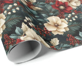 Elegante rode en witte bloemen met bessen cadeaupapier (Rol Hoek)