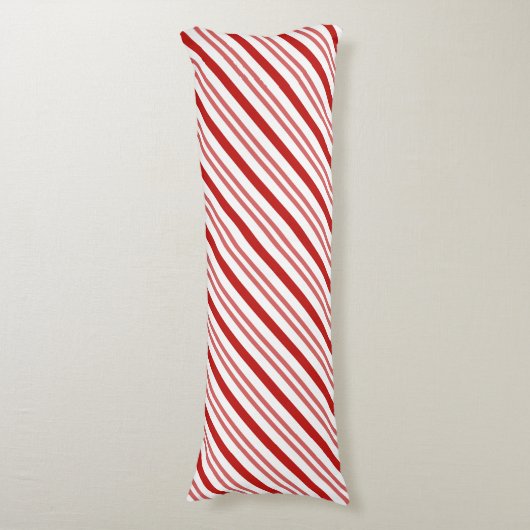 Elegante rode en witte Candy Cane kerststrepen Lichaamskussen (Voorkant Verticaal)
