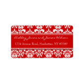 Elegante rode en witte Damask Adresetiketten Etiket (Voorkant)