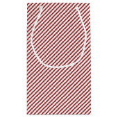 Elegante rode en witte dunne strepen klein cadeauzakje (Achterkant)