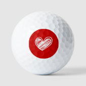 Elegante Rode en Witte Hart Golfballen (Voorkant)
