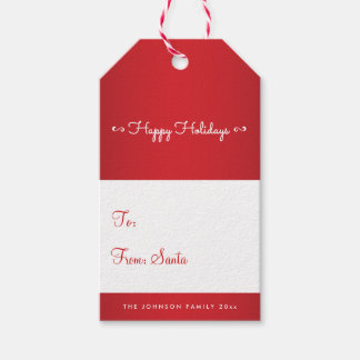 Elegante Rode En Witte Kerstcadeautags Cadeaulabel
