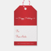 Elegante Rode En Witte Kerstcadeautags Cadeaulabel (Achterkant)