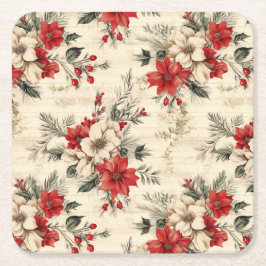 Elegante rode en witte kerstpuntjes kartonnen onderzetters