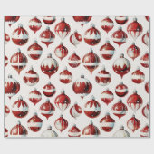 Elegante rode en witte kerstversieringen cadeaupapier (Vlak)