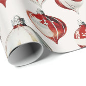 Elegante rode en witte kerstversieringen cadeaupapier (Rol Hoek)