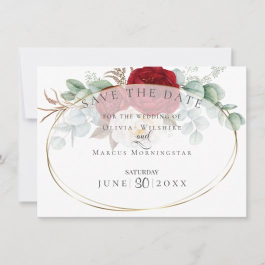 Elegante rode en witte pioenen kaart (Voorkant)