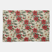 Elegante rode en witte poinsettia theedoek (Horizontaal)