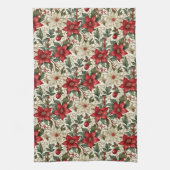 Elegante rode en witte poinsettia theedoek (Verticaal)