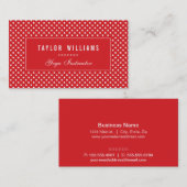 Elegante, rode en witte stippen visitekaartje (Voorkant / Achterkant)