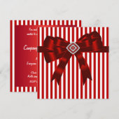 Elegante rode en witte streep feest template kaart (Voorkant / Achterkant)