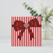 Elegante rode en witte streep feest template kaart (Staand voorkant)