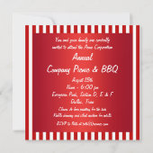 Elegante rode en witte streep feest template kaart (Achterkant)