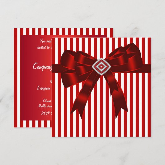Elegante rode en witte streep partij Sjabloon Kaart (Voorkant / Achterkant)