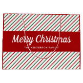 Elegante rode en witte strepen kerst groot cadeauzakje (Achterkant)