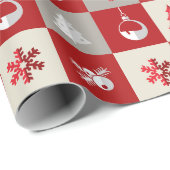 Elegante rode en witte vrolijk kerstfeest cadeaupapier (Rol Hoek)