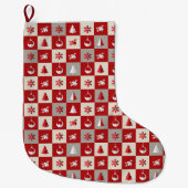 Elegante rode en witte vrolijk kerstfeest  grote kerstsok (Voorkant)