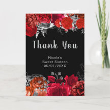 Elegante rode en zilveren bloemen Sweet Sixteen