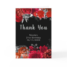 Elegante rode en zilveren bloemen verjaardagsfeest