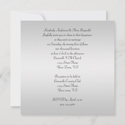 Elegante rode en zilveren bruiloft uitnodiging (Achterkant)