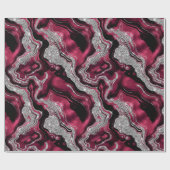 Elegante rode en zilveren glitter agaat verjaardag cadeaupapier (Vlak)