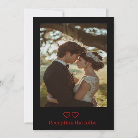 Elegante rode en zwarte bruiloft uitnodiging (Achterkant)