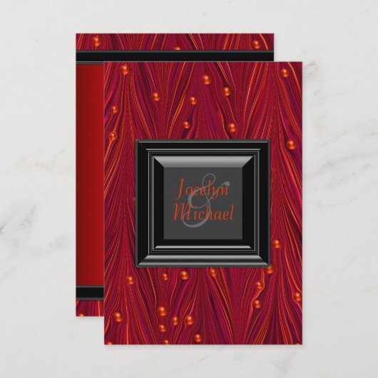 Elegante rode en zwarte huwelijksuitnodigingen kaart (Voorkant / Achterkant)